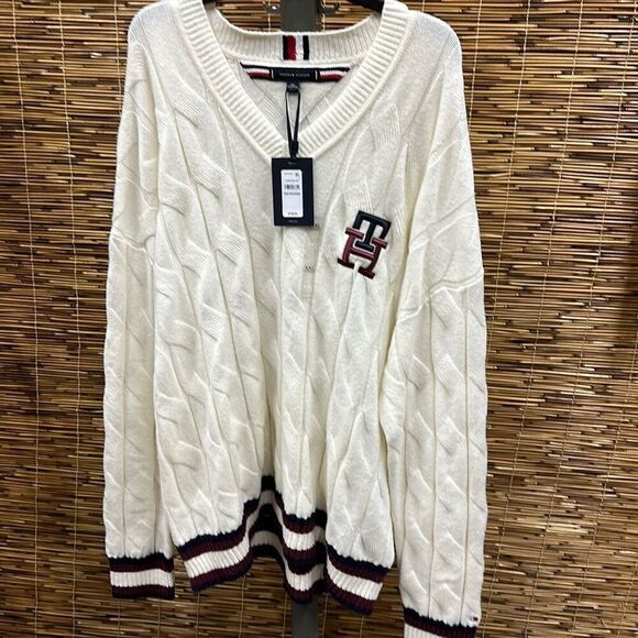 Tommy Hilfiger Mens Wool Monogram Pullover Sweater Size 2XL - Picture 2 of 3
